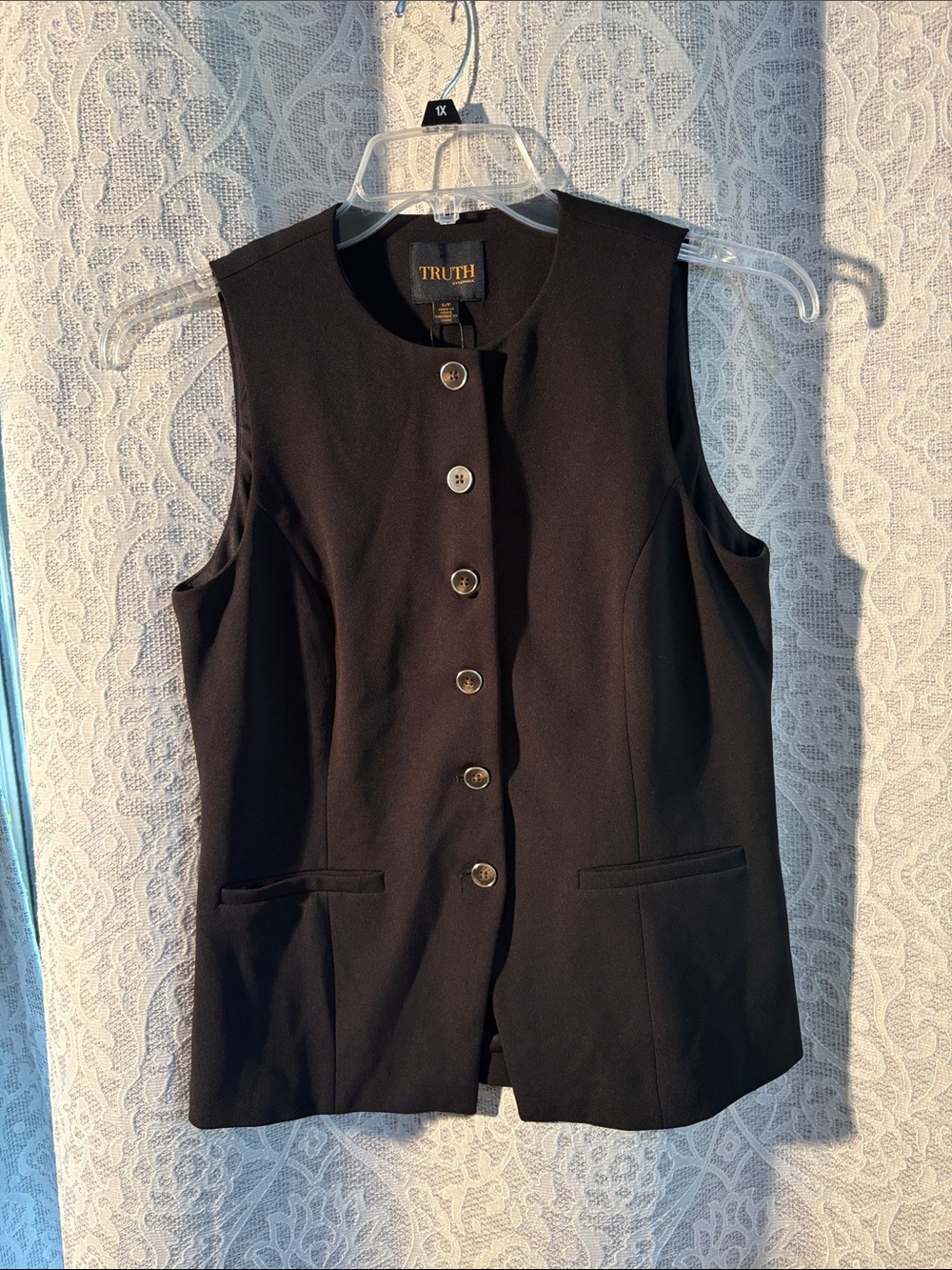 Truth by Republic Black Sleeveless Button Front Vest with Gold Buttons - NWT